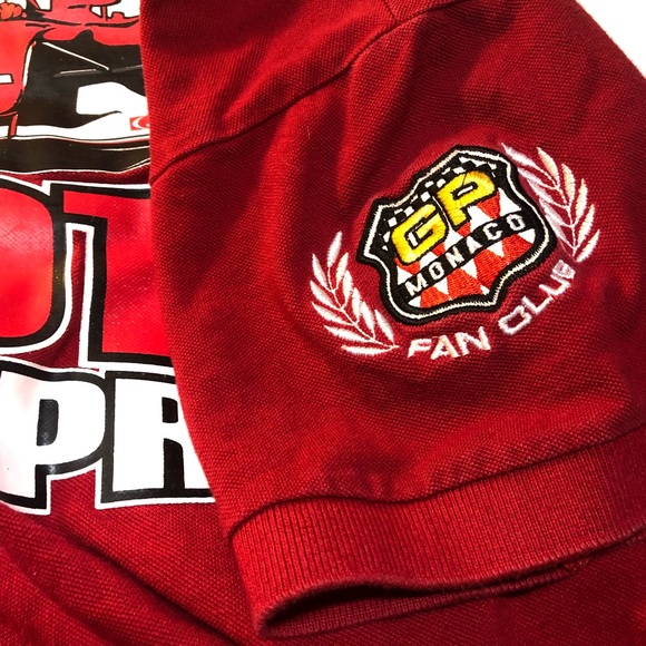 Vintage Monaco Grand Prix Motor Racing F1 Polo Red Size L - Picture 5 of 12